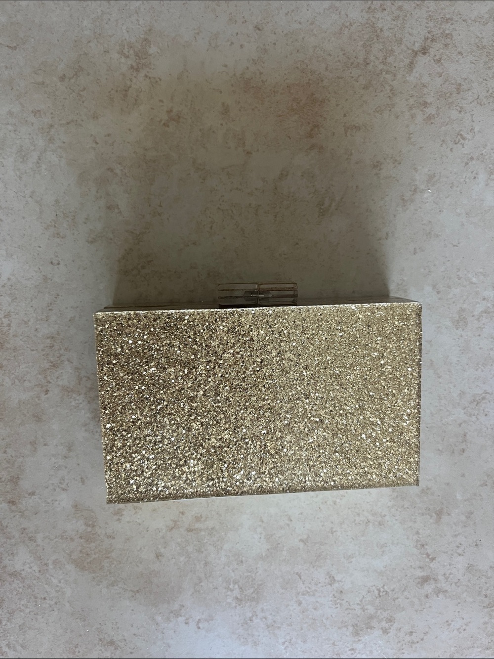 Gold Glitter Box Clutch Handbag